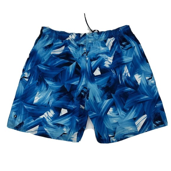 Nike Swimming Trunks Shorts Men's Swim XXL Blue Geometric Mesh‎ Lined - Picture 5 of 12